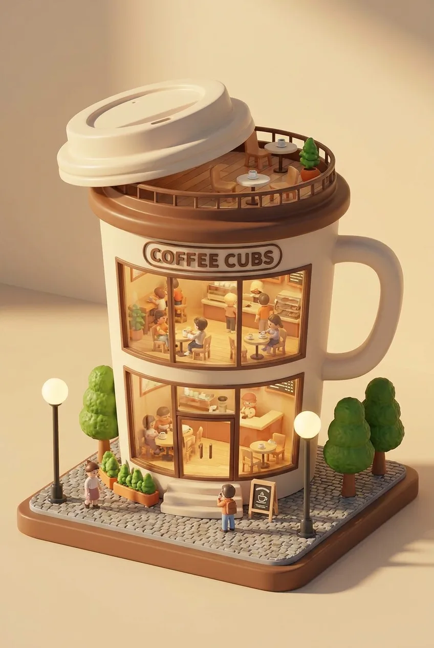 Nano Banana example — 3D chibi brand store diorama