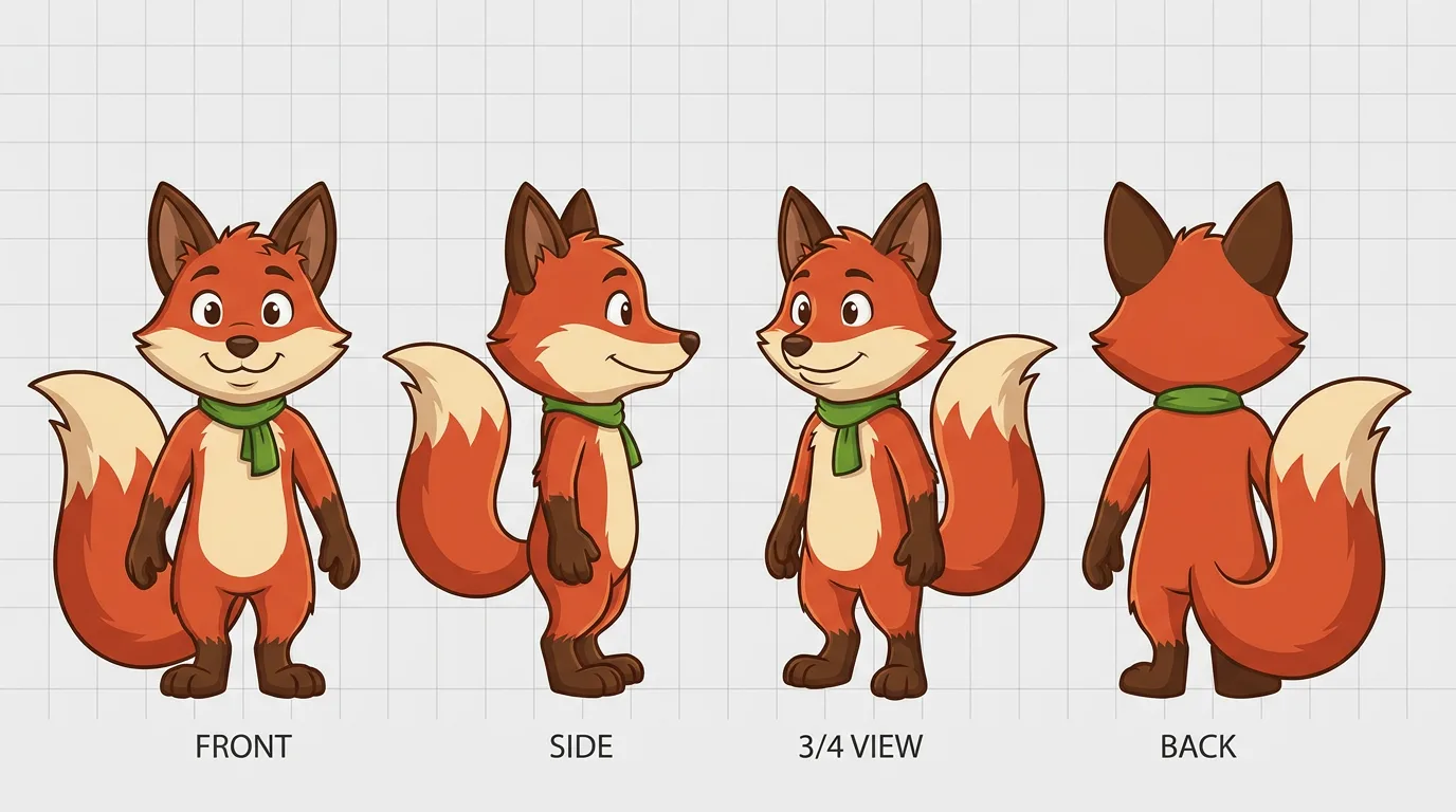 Nano Banana example — 360-degree character reference sheet