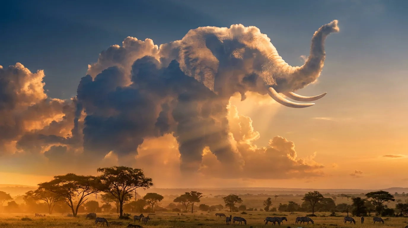 Nano Banana example — Surreal cloud-shape hero