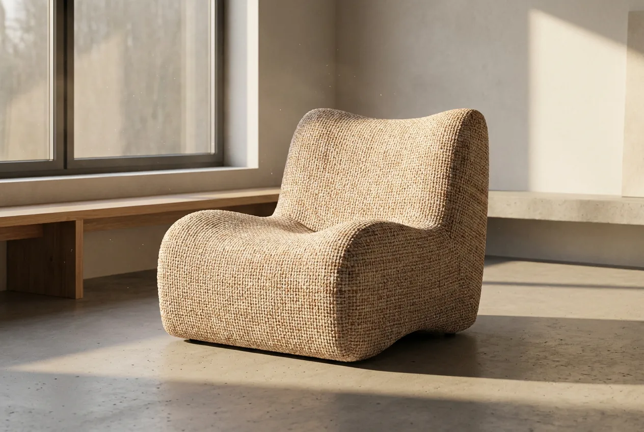 Nano Banana multi-image reference example — armchair render